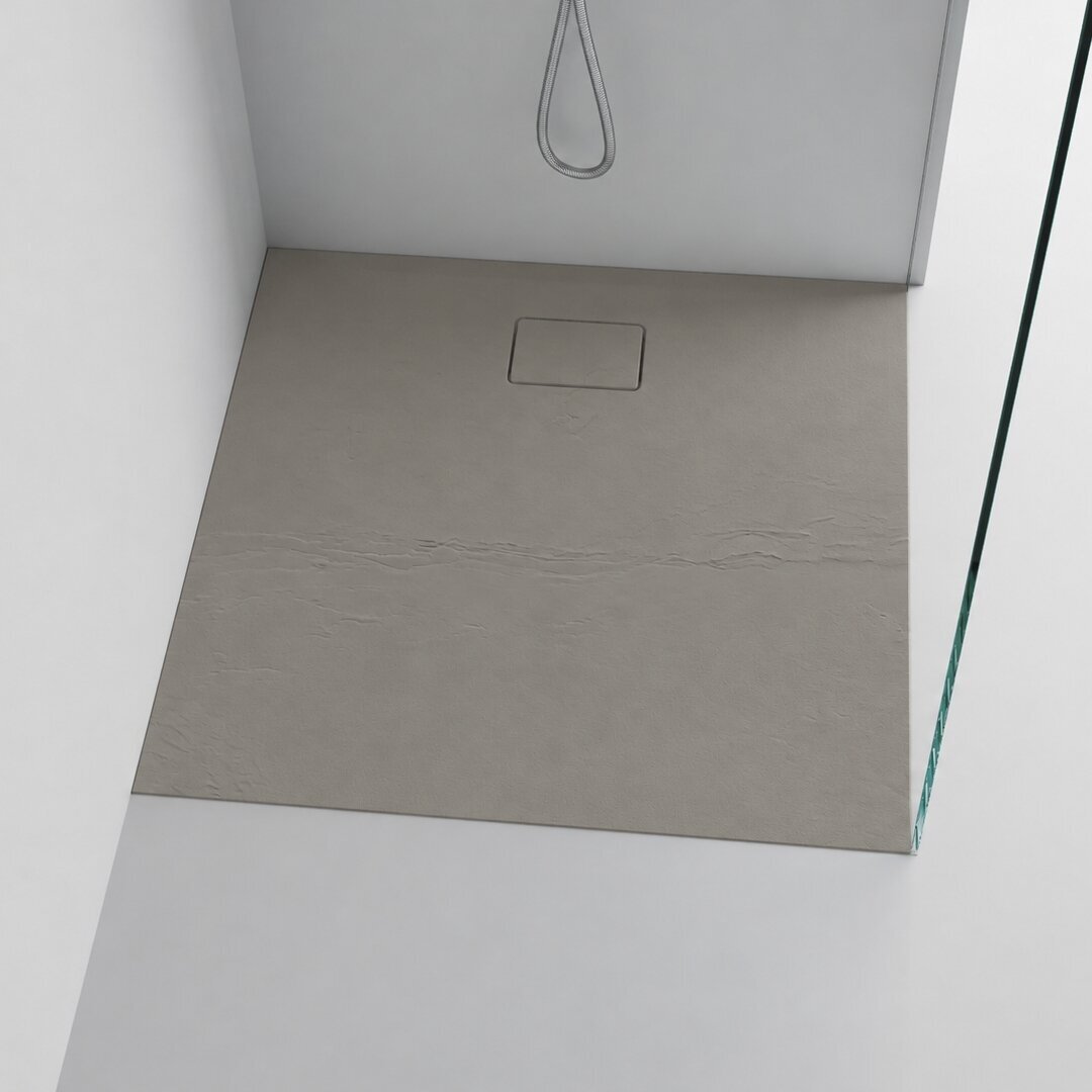 Akmens masės dušo padėklas Blu RILIEVO 100x100, pilkas matinis Akmens masės dušo padėklas Blu RILIEVO 100x100, pilkas matinis