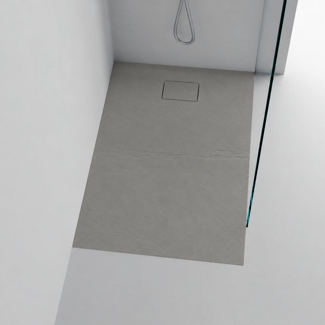 Akmens masės dušo padėklas Blu RILIEVO 140x80, pilkas matinis