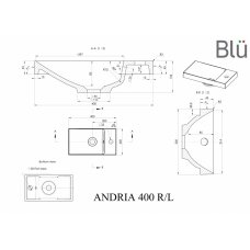 Akmens masės mažas praustuvas Blu ANDRIA 400