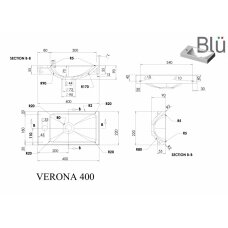 Akmens masės mažas praustuvas Blu VERONA 400