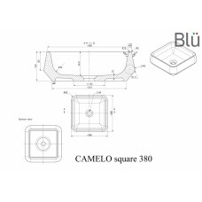 Akmens masės pastatomas praustuvas Blu CAMELO SQUARE 380x380