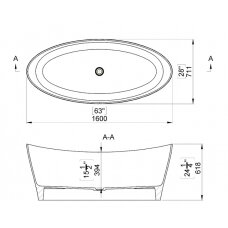 Akmens masės vonia Blu VELA 1600