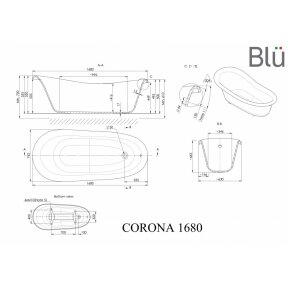 Akmens masės retro vonia Blu CORONA 1680 Evermite