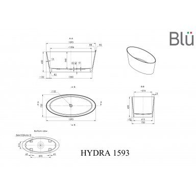 Ванна из литого мрамора Blu HYDRA Evermite Ванна из литого мрамора Blu HYDRA Evermite