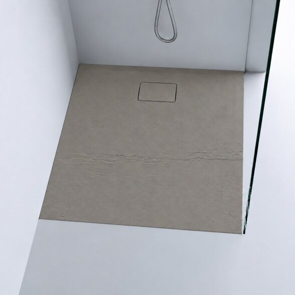 Akmens masės dušo padėklas Blu RILIEVO 100x80, pilkas matinis