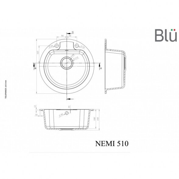 Akmens masės plautuvė Blu NEMI 8