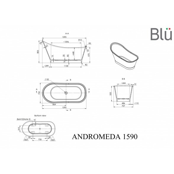Ванна из литого мрамора Blu ANDROMEDA 1595 Evermite 4 Ванна из литого мрамора Blu ANDROMEDA 1595 Evermite 4