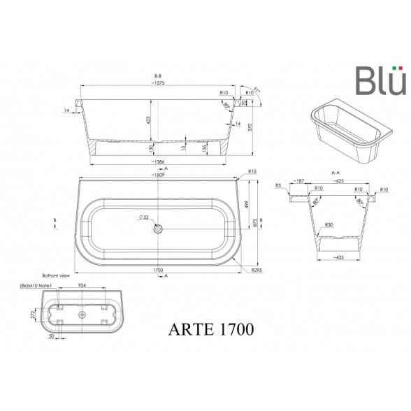 Ванна из литого мрамора Blu ARTE 1700 Evermite 2 Ванна из литого мрамора Blu ARTE 1700 Evermite 2