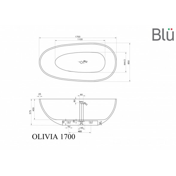 Akmens masės vonia Blu OLIVIA 1700 4
