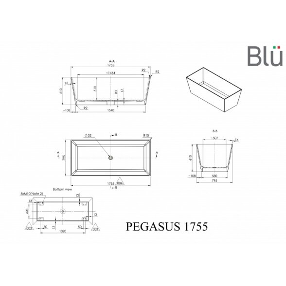 Ванна из литого мрамора Blu PEGASUS Evermite 2 Ванна из литого мрамора Blu PEGASUS Evermite 2
