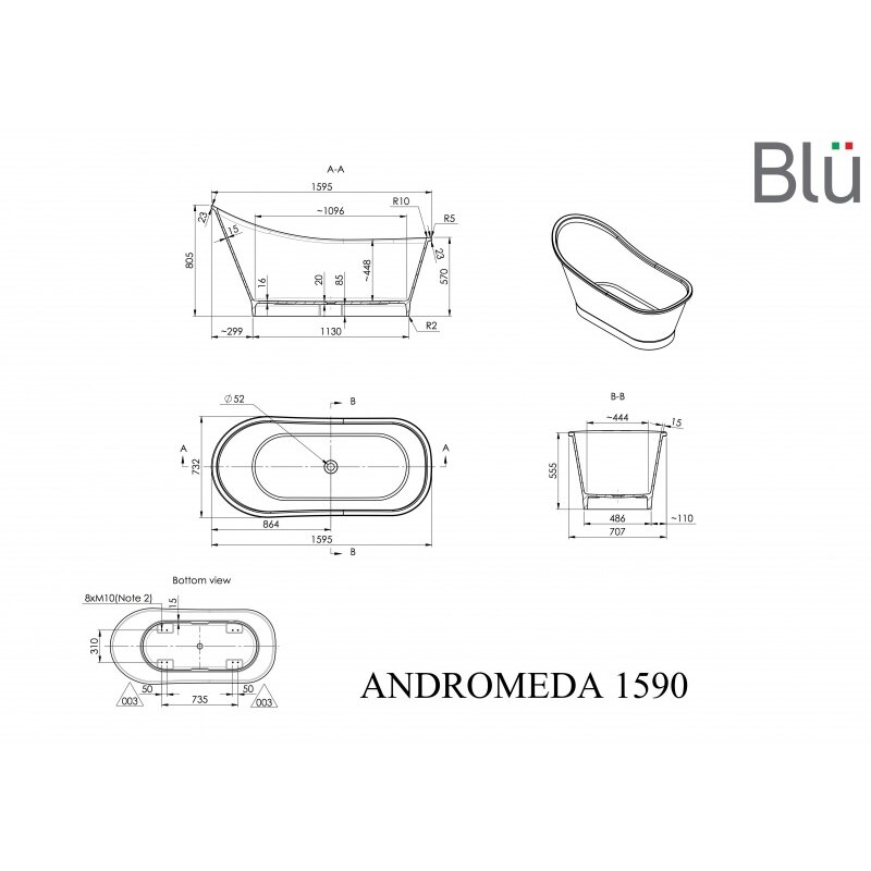 Ванна из литого мрамора Blu ANDROMEDA 1595 Evermite 4 Ванна из литого мрамора Blu ANDROMEDA 1595 Evermite 4