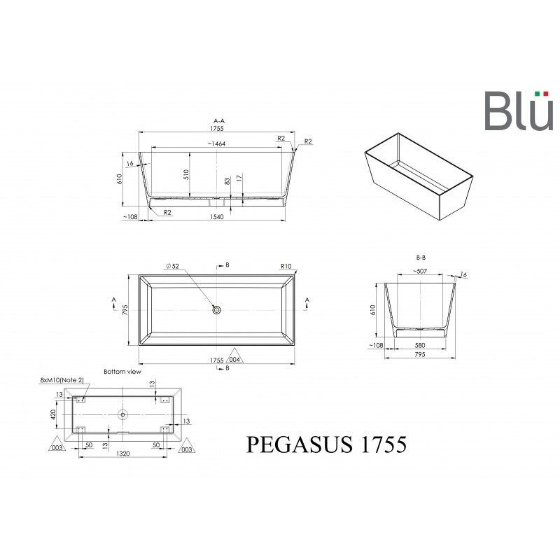 Ванна из литого мрамора Blu PEGASUS Evermite 2 Ванна из литого мрамора Blu PEGASUS Evermite 2