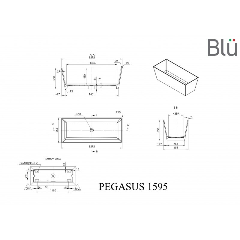 Ванна из литого мрамора Blu PEGASUS Evermite 1 Ванна из литого мрамора Blu PEGASUS Evermite 1