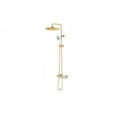 Золотого цвета kомплект для душа Cosmo с термостатом, стационарная голова 280 и ручной душ Mixa3 Bossini
