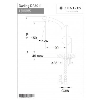 Смеситель для умывальника OMNIRES DARLING