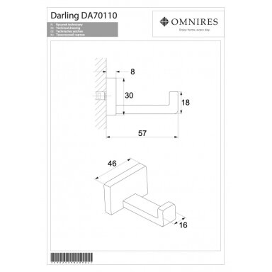 Крючок золотого цвета OMNIRES DARLING Крючок золотого цвета OMNIRES DARLING
