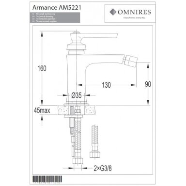 Смеситель биде Omnires Armance (золото)