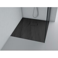 Juodas dušo padėklas Blu RILIEVO Square 90x90, akmens masės