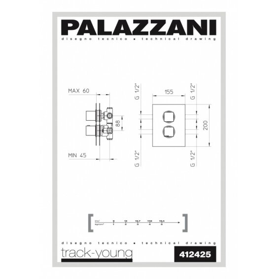 Встраиваемая душевая система Palazzani Track color 1