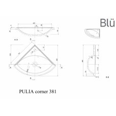 Kampinis akmens masės praustuvas Blu PULIA CORNER 381