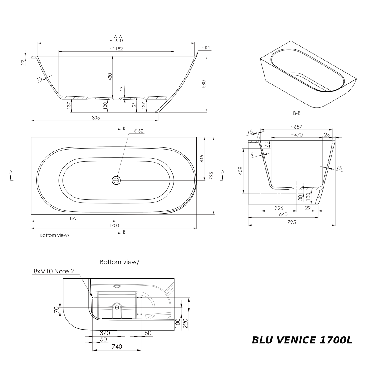Отдельностоящая угловая ванна из литого мрамора Blu VENICE 1700 3 Отдельностоящая угловая ванна из литого мрамора Blu VENICE 1700 3