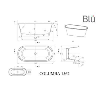Ванна из литого мрамора Blu COLUMBA 1562 Evermite Ванна из литого мрамора Blu COLUMBA 1562 Evermite