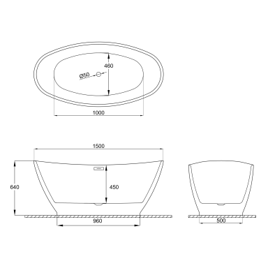Отдельностоящая ванна Polimat Mango 150x75, графит Отдельностоящая ванна Polimat Mango 150x75, графит