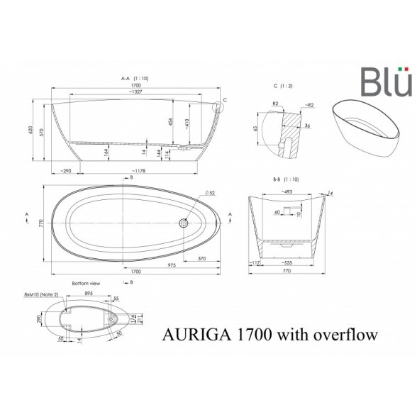 Ванна из литого мрамора Blu AURIGA Evermite 4 Ванна из литого мрамора Blu AURIGA Evermite 4