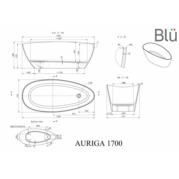 Ванна из литого мрамора Blu AURIGA Evermite 3 Ванна из литого мрамора Blu AURIGA Evermite 3
