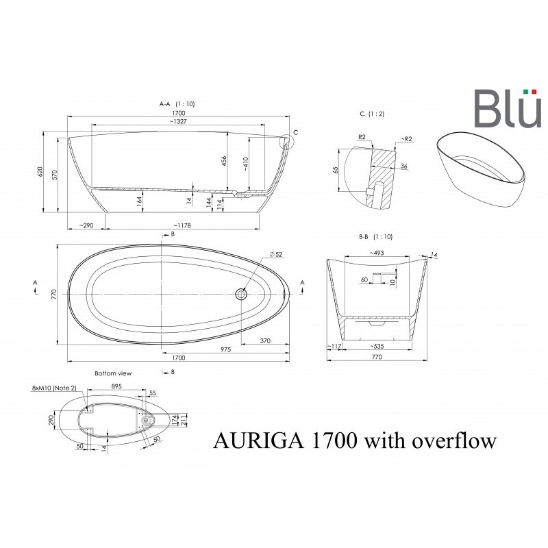 Ванна из литого мрамора Blu AURIGA Evermite 4 Ванна из литого мрамора Blu AURIGA Evermite 4