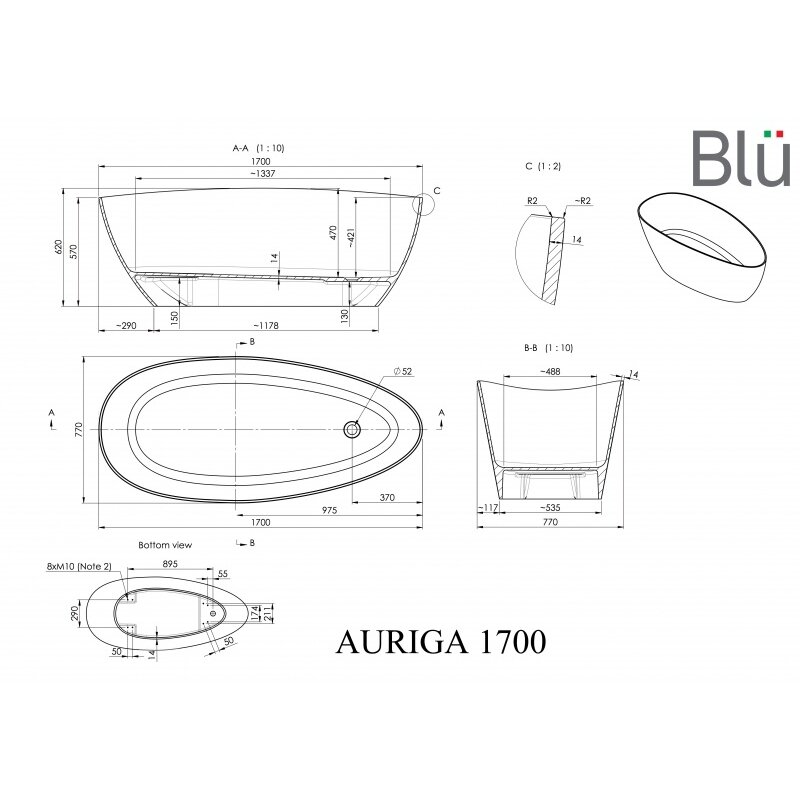 Ванна из литого мрамора Blu AURIGA Evermite 3 Ванна из литого мрамора Blu AURIGA Evermite 3