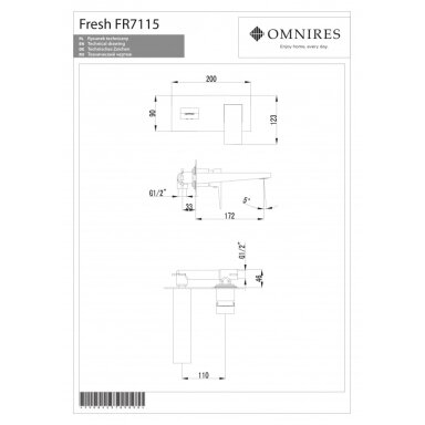 Смеситель из стены для умывальника OMNIRES FRESH Смеситель из стены для умывальника OMNIRES FRESH