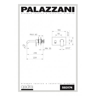 Смеситель из стены для умывальника Palazzani Qadra Color Смеситель из стены для умывальника Palazzani Qadra Color