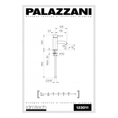 Maišytuvas praustuvui Palazzani Idrotech 2 Maišytuvas praustuvui Palazzani Idrotech 2