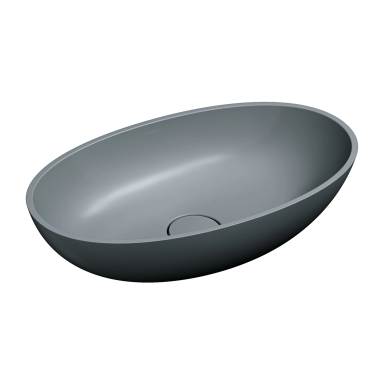 Pilkas matinis pastatomas akmens masės praustuvas Omnires SHELL M+ 60x35 cm SHELLUNAG Pilkas matinis pastatomas akmens masės praustuvas Omnires SHELL M+ 60x35 cm SHELLUNAG