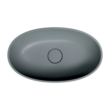 Pilkas matinis pastatomas akmens masės praustuvas Omnires SHELL M+ 60x35 cm SHELLUNAG Pilkas matinis pastatomas akmens masės praustuvas Omnires SHELL M+ 60x35 cm SHELLUNAG