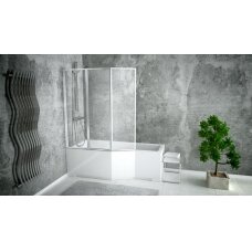Nestandartinė akrilinė vonia su stikline sienele Besco INTEGRA