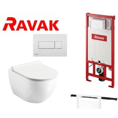 Комплект подвесной унитаз Uni Chrome RimOff и инсталляция G Ravak