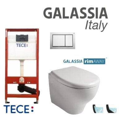 Подвесной унитаз Eden No Rim Galassia и инсталляция Tece 4in1 Base комплект (хром)