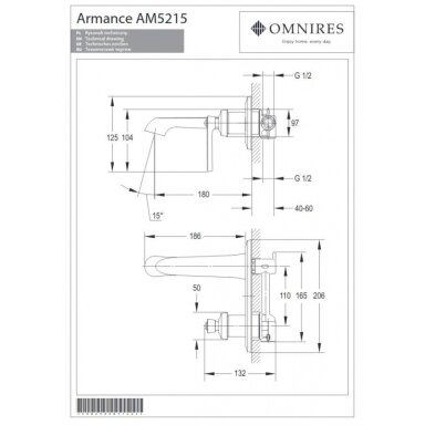 Смеситель из стены для умывальника Omnires Armance (золото) Смеситель из стены для умывальника Omnires Armance (золото)