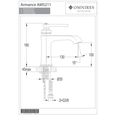 Смеситель для умывальника Omnires Armance (золото)