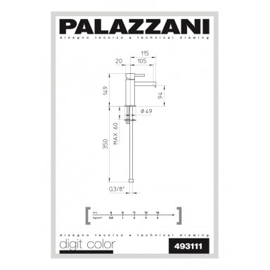 Praustuvo maišytuvas Palazzani Digit 3 Color Praustuvo maišytuvas Palazzani Digit 3 Color