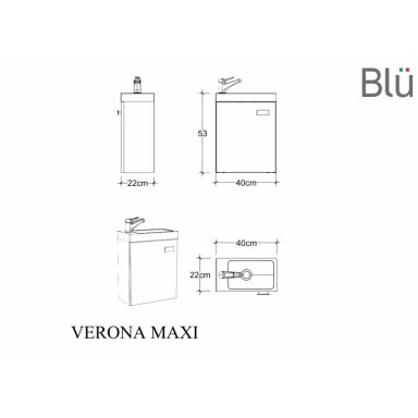 Spintelė su praustuvu Blu VERONA MAXI