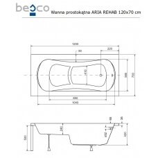 Прямоугольная акриловая ванна Besco ARIA REHAB