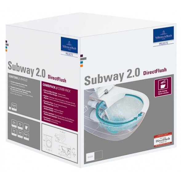 Subway 2.0 WC pakabinamas Direct Flush su sėdyne SlimSeat White Alpin, Villeroy & Boch 2