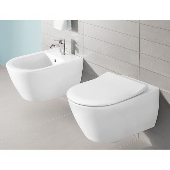 Subway 2.0 WC pakabinamas Direct Flush su sėdyne SlimSeat White Alpin, Villeroy & Boch 1