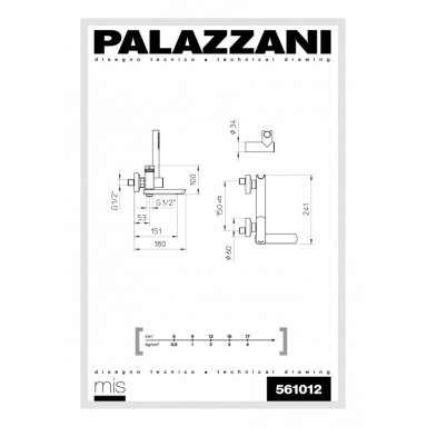 Virštinkinis maišytuvas voniai ir dušui Palazzani Mis Virštinkinis maišytuvas voniai ir dušui Palazzani Mis