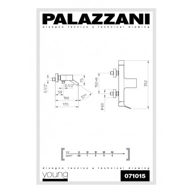 Virštinkinis vonios maišytuvas Young, Palazzani Virštinkinis vonios maišytuvas Young, Palazzani