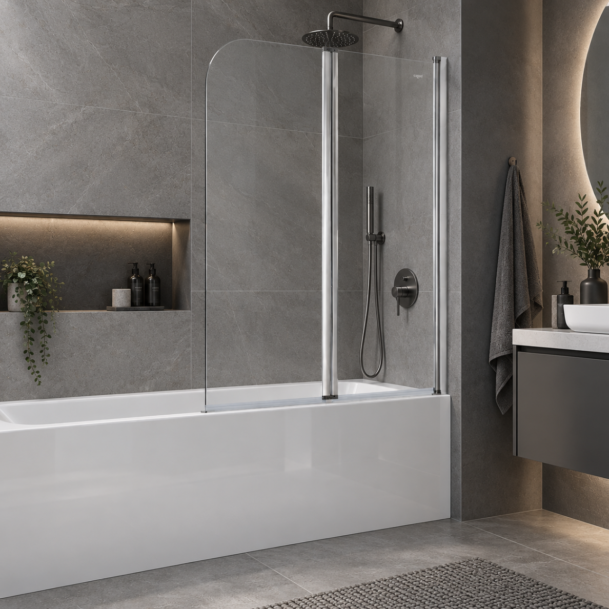 Стеклянная шторка для ванны Besco Prime II 90×140, хром 2