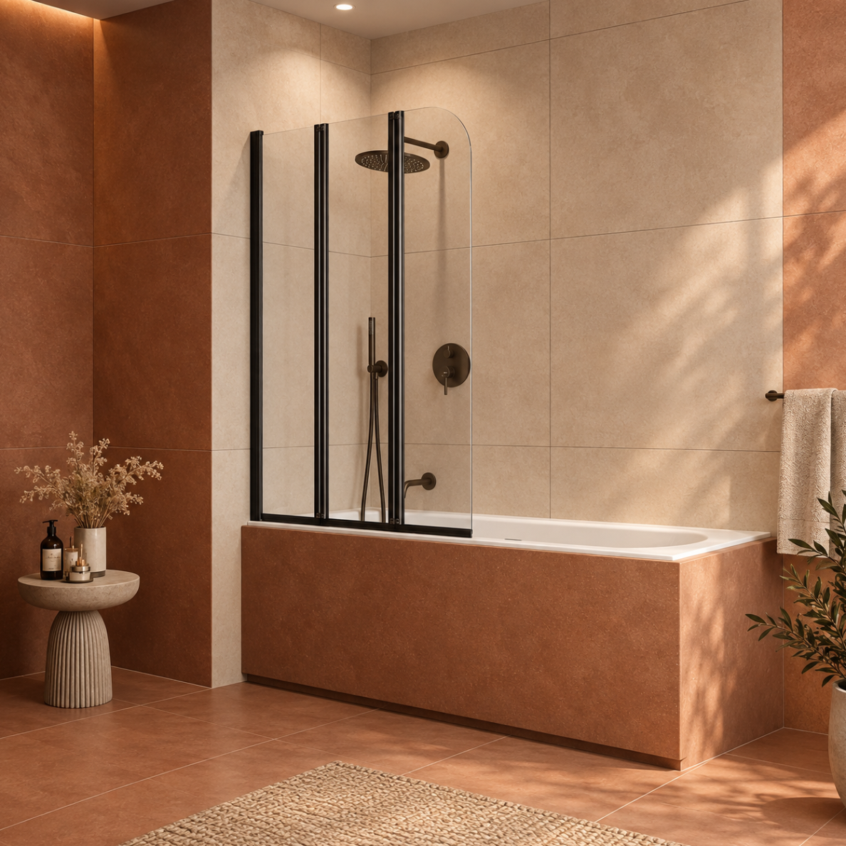 Стеклянная шторка для ванны Besco Prime III 120×140, черная матовая 3